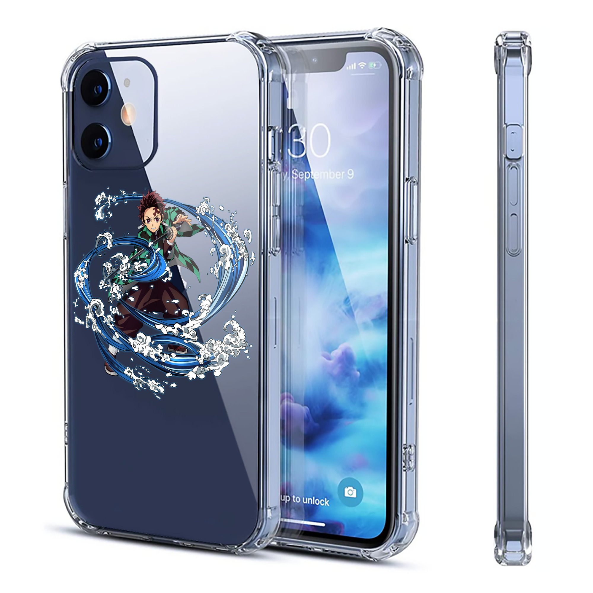 （画像用） 鬼滅の刃 竈門 炭治郎／かまど たんじろう Kamado Tanjirou 【iPhone 12シリーズ対応】透明スマホケース（クリアソフトケース）